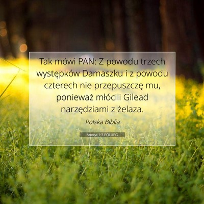 Picture 07 - Amosa 1:3 POLUBG - Tak mówi PAN: Z powodu trzech występków - Bible Verse Picture