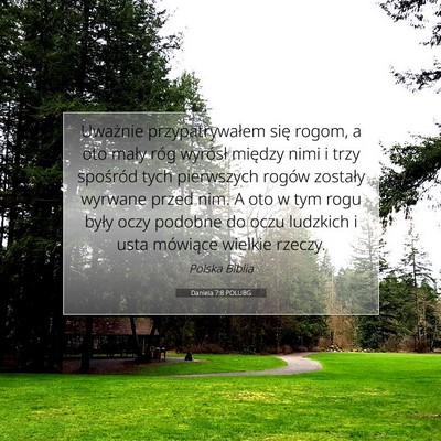 Picture 07 - Daniela 7:8 POLUBG - Uważnie przypatrywałem się rogom, a oto mały - Bible Verse Picture