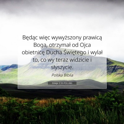 Picture 07 - Dzieje 2:33 POLUBG - Będąc więc wywyższony prawicą Boga, - Bible Verse Picture