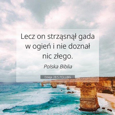 Picture 07 - Dzieje 28:5 POLUBG - Lecz on strząsnął gada w ogień i nie doznał - Bible Verse Picture