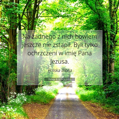 Picture 07 - Dzieje 8:16 POLUBG - Na żadnego z nich bowiem jeszcze nie zstąpił. - Bible Verse Picture
