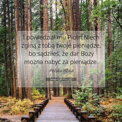 Picture 07 - Dzieje 8:20 POLUBG - I powiedział mu Piotr: Niech zginą z tobą - Bible Verse Picture