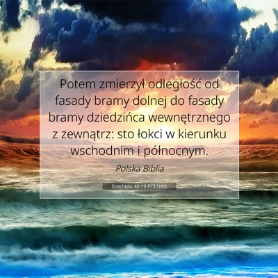 Picture 07 - Ezechiela 40:19 POLUBG - Potem zmierzył odległość od fasady bramy - Bible Verse Picture