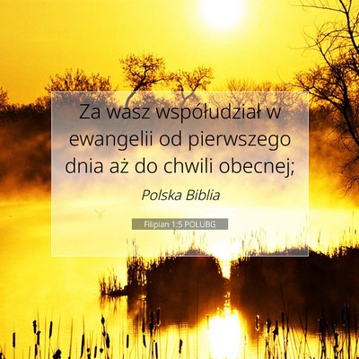Picture 07 - Filipian 1:5 POLUBG - Za wasz współudział w ewangelii od pierwszego - Bible Verse Picture
