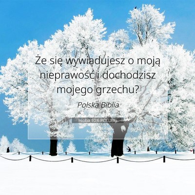 Picture 07 - Hioba 10:6 POLUBG - Że się wywiadujesz o moją nieprawość i - Bible Verse Picture
