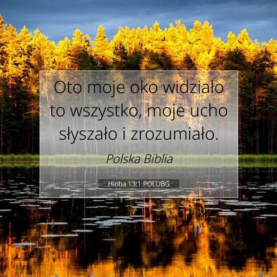 Picture 07 - Hioba 13:1 POLUBG - Oto moje oko widziało to wszystko, moje ucho - Bible Verse Picture
