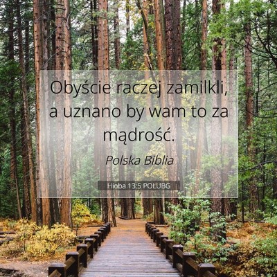 Picture 07 - Hioba 13:5 POLUBG - Obyście raczej zamilkli, a uznano by wam to za - Bible Verse Picture