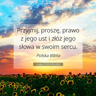 Picture 07 - Hioba 22:22 POLUBG - Przyjmij, proszę, prawo z jego ust i złóż - Bible Verse Picture