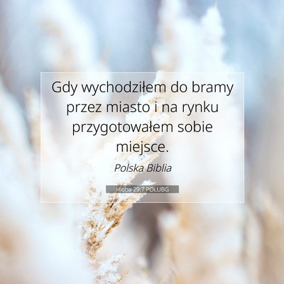 Picture 07 - Hioba 29:7 POLUBG - Gdy wychodziłem do bramy przez miasto i na rynku - Bible Verse Picture