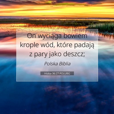 Picture 07 - Hioba 36:27 POLUBG - On wyciąga bowiem krople wód, które padają z - Bible Verse Picture