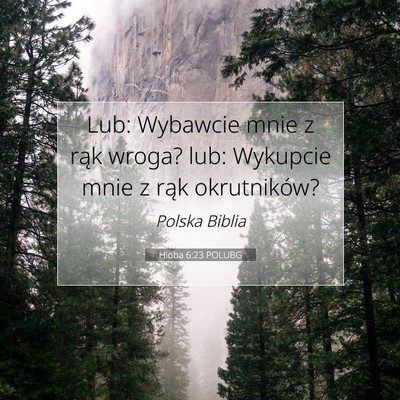 Picture 07 - Hioba 6:23 POLUBG - Lub: Wybawcie mnie z rąk wroga? lub: Wykupcie - Bible Verse Picture