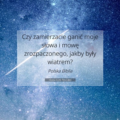 Picture 07 - Hioba 6:26 POLUBG - Czy zamierzacie ganić moje słowa i mowę - Bible Verse Picture