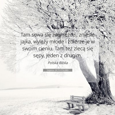 Picture 07 - Izajasza 34:15 POLUBG - Tam sowa się zagnieździ, zniesie jajka, wyleży - Bible Verse Picture