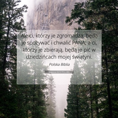 Picture 07 - Izajasza 62:9 POLUBG - Ale ci, którzy je zgromadzą, będą je - Bible Verse Picture