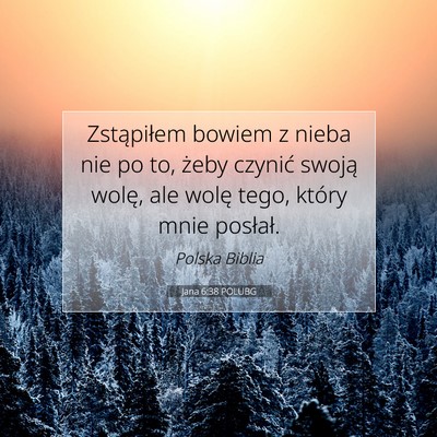 Picture 07 - Jana 6:38 POLUBG - Zstąpiłem bowiem z nieba nie po to, żeby - Bible Verse Picture
