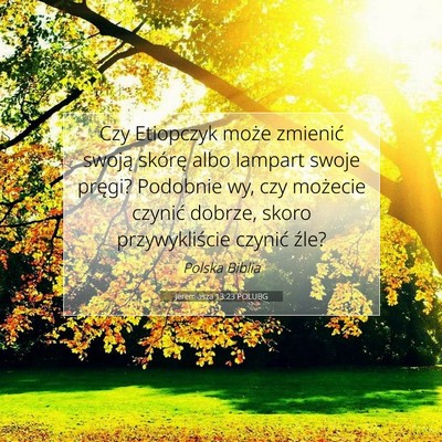 Picture 07 - Jeremiasza 13:23 POLUBG - Czy Etiopczyk może zmienić swoją skórę albo - Bible Verse Picture