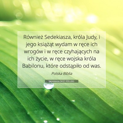 Picture 07 - Jeremiasza 34:21 POLUBG - Również Sedekiasza, króla Judy, i jego - Bible Verse Picture