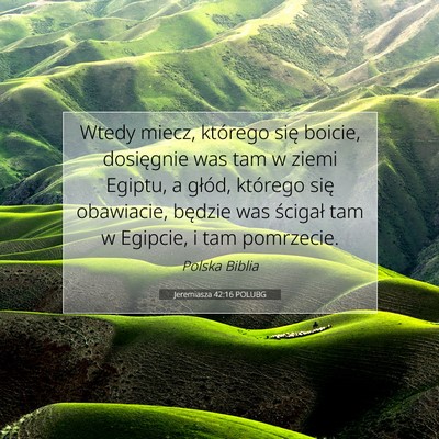 Picture 07 - Jeremiasza 42:16 POLUBG - Wtedy miecz, którego się boicie, dosięgnie was - Bible Verse Picture