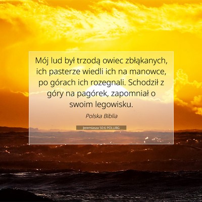 Picture 07 - Jeremiasza 50:6 POLUBG - Mój lud był trzodą owiec zbłąkanych, ich - Bible Verse Picture