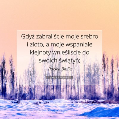 Picture 07 - Joela 3:5 POLUBG - Gdyż zabraliście moje srebro i złoto, a moje - Bible Verse Picture