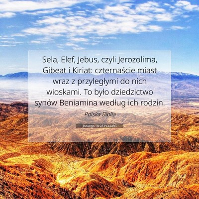Picture 07 - Jozuego 18:28 POLUBG - Sela, Elef, Jebus, czyli Jerozolima, Gibeat i - Bible Verse Picture