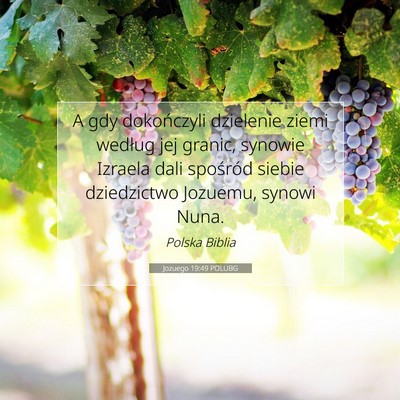 Picture 07 - Jozuego 19:49 POLUBG - A gdy dokończyli dzielenie ziemi według jej - Bible Verse Picture