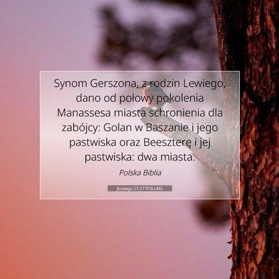 Picture 07 - Jozuego 21:27 POLUBG - Synom Gerszona, z rodzin Lewiego, dano od połowy - Bible Verse Picture