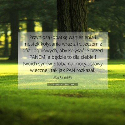 Picture 07 - Kapłańska 10:15 POLUBG - Przyniosą łopatkę wzniesienia i mostek - Bible Verse Picture