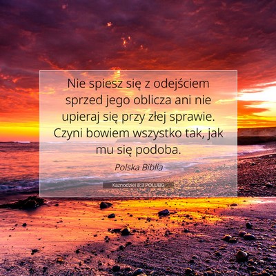 Picture 07 - Kaznodziei 8:3 POLUBG - Nie spiesz się z odejściem sprzed jego oblicza - Bible Verse Picture