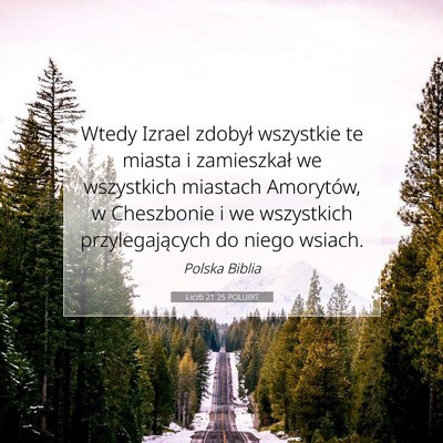 Picture 07 - Liczb 21:25 POLUBG - Wtedy Izrael zdobył wszystkie te miasta i - Bible Verse Picture