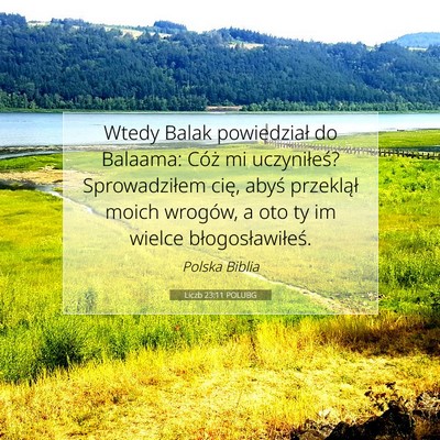 Picture 07 - Liczb 23:11 POLUBG - Wtedy Balak powiedział do Balaama: Cóż mi - Bible Verse Picture