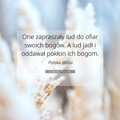 Picture 07 - Liczb 25:2 POLUBG - One zapraszały lud do ofiar swoich bogów. A lud - Bible Verse Picture