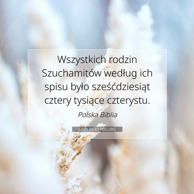 Picture 07 - Liczb 26:43 POLUBG - Wszystkich rodzin Szuchamitów według ich spisu - Bible Verse Picture