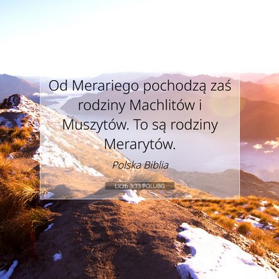 Picture 07 - Liczb 3:33 POLUBG - Od Merariego pochodzą zaś rodziny Machlitów i - Bible Verse Picture
