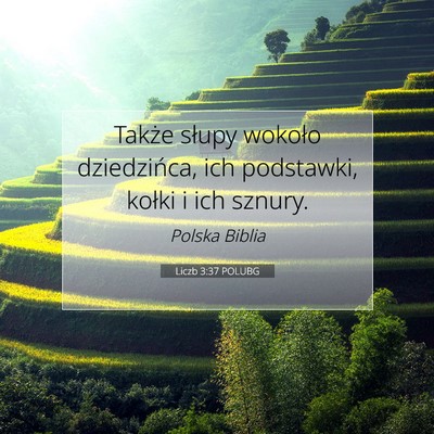 Picture 07 - Liczb 3:37 POLUBG - Także słupy wokoło dziedzińca, ich podstawki, - Bible Verse Picture