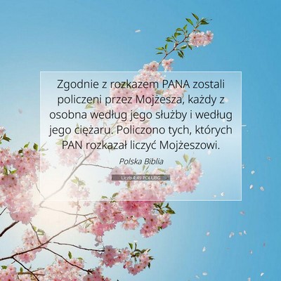 Picture 07 - Liczb 4:49 POLUBG - Zgodnie z rozkazem PANA zostali policzeni przez - Bible Verse Picture