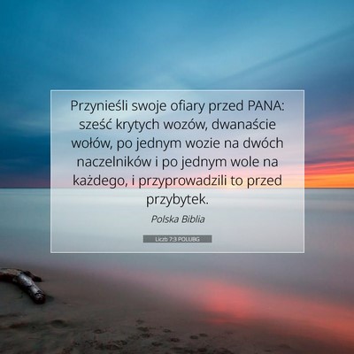 Picture 07 - Liczb 7:3 POLUBG - Przynieśli swoje ofiary przed PANA: sześć - Bible Verse Picture
