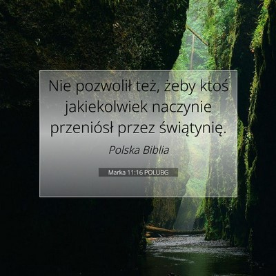 Picture 07 - Marka 11:16 POLUBG - Nie pozwolił też, żeby ktoś jakiekolwiek - Bible Verse Picture