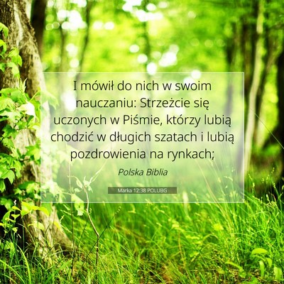 Picture 07 - Marka 12:38 POLUBG - I mówił do nich w swoim nauczaniu: Strzeżcie - Bible Verse Picture