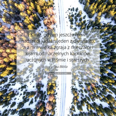 Picture 07 - Marka 14:43 POLUBG - I zaraz, gdy on jeszcze mówił, nadszedł - Bible Verse Picture