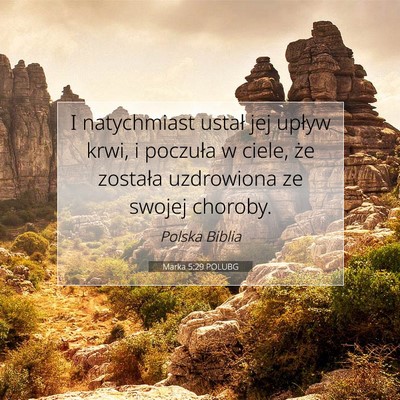 Picture 07 - Marka 5:29 POLUBG - I natychmiast ustał jej upływ krwi, i poczuła - Bible Verse Picture