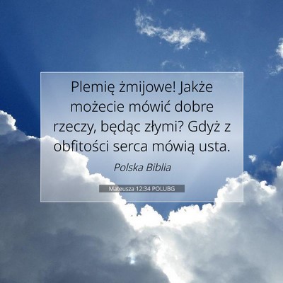 Picture 07 - Mateusza 12:34 POLUBG - Plemię żmijowe! Jakże możecie mówić dobre - Bible Verse Picture