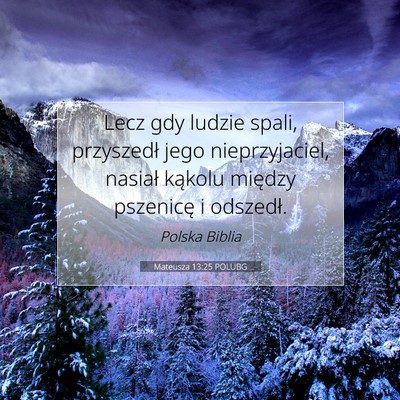 Picture 07 - Mateusza 13:25 POLUBG - Lecz gdy ludzie spali, przyszedł jego - Bible Verse Picture