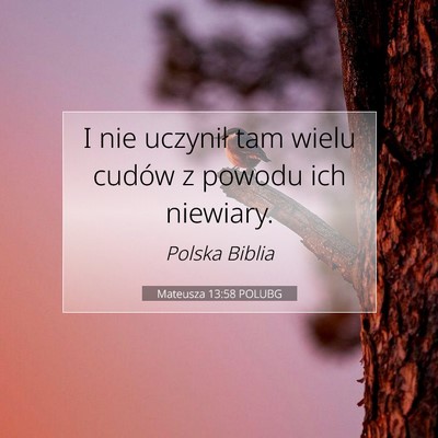 Picture 07 - Mateusza 13:58 POLUBG - I nie uczynił tam wielu cudów z powodu ich - Bible Verse Picture