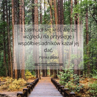 Picture 07 - Mateusza 14:9 POLUBG - I zasmucił się król, ale ze względu na - Bible Verse Picture