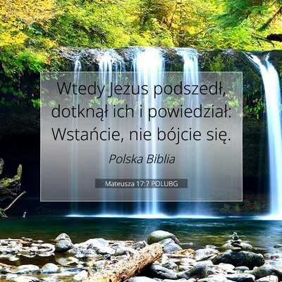 Picture 07 - Mateusza 17:7 POLUBG - Wtedy Jezus podszedł, dotknął ich i - Bible Verse Picture