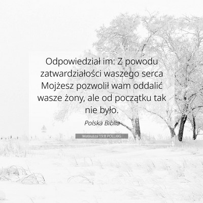 Picture 07 - Mateusza 19:8 POLUBG - Odpowiedział im: Z powodu zatwardziałości - Bible Verse Picture