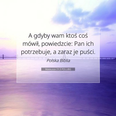 Picture 07 - Mateusza 21:3 POLUBG - A gdyby wam ktoś coś mówił, powiedzcie: Pan - Bible Verse Picture