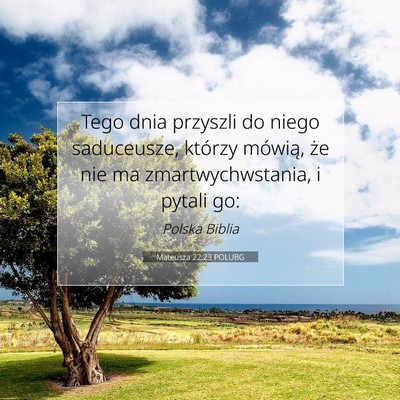 Picture 07 - Mateusza 22:23 POLUBG - Tego dnia przyszli do niego saduceusze, którzy - Bible Verse Picture