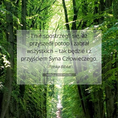 Picture 07 - Mateusza 24:39 POLUBG - I nie spostrzegli się, aż przyszedł potop i - Bible Verse Picture